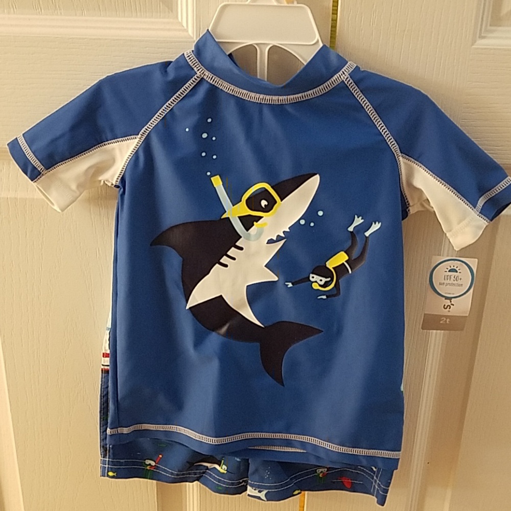 Carter's UPF 50 Shark Snorkel Rashguard Set
